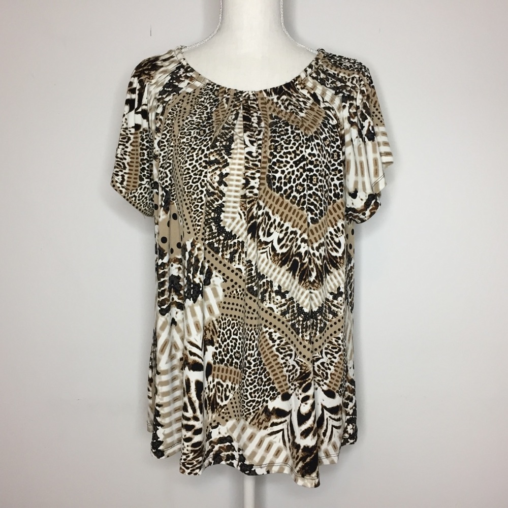 Style & Co. • Pleated Animal Print Blouse